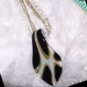 Murano Glass Pendant on Beaded Necklace Chains